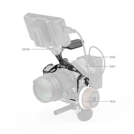 SmallRig 4976B Black Mamba - zestaw, klatka, uchwyt górny, zacisk kabla do Canon EOS R5 Mark II - przykład użycia